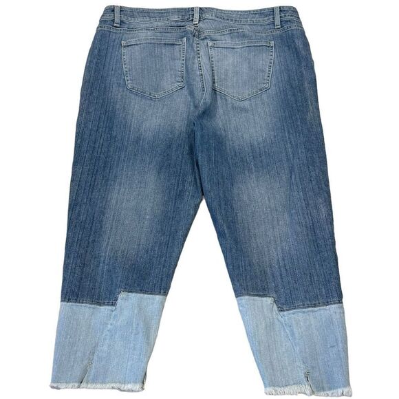 Lane Bryant Color Blocked Distressed Girlfriend Tapered Leg Jeans Size 20R - Picture 3 of 9